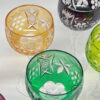 Set of Six Multi Coloured Bohemian Crystal Wine Glasses