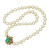 Single Strand Cultured Pearl Necklace 9ct Gold Clasp Set Green Tourmaline
