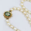 Single Strand Cultured Pearl Necklace 9ct Gold Clasp Set Green Tourmaline