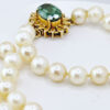 Single Strand Cultured Pearl Necklace 9ct Gold Clasp Set Green Tourmaline