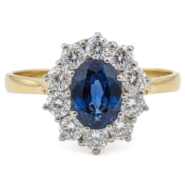 18ct Gold Sapphire And Diamond Halo Ring