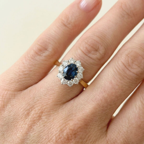 18ct Gold Sapphire And Diamond Halo Ring
