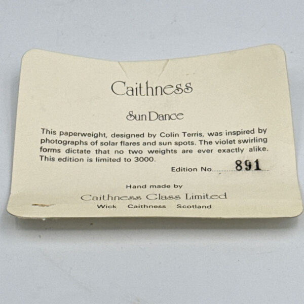 Caithness Scotland Sundance Glass Paperweight Colin Terris 1976