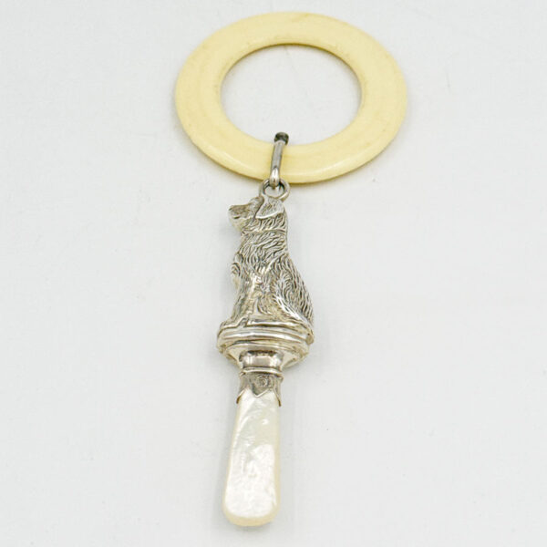 Hallmarked Silver Dog Babies  Rattle