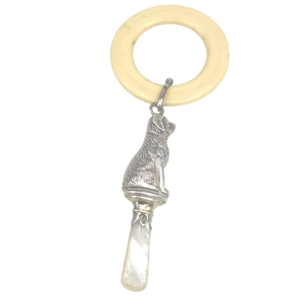 Hallmarked Silver Dog Babies  Rattle
