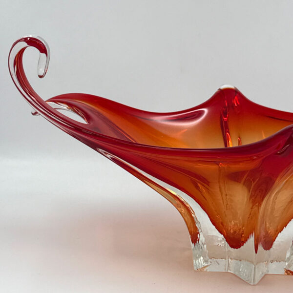 Murano Somerso Gold To Red  Free Form Large  Glass Centre Piece Bowl C1970