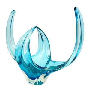 Murano Turquoise  Free Form Large  Glass Centre Piece Bowl C1970