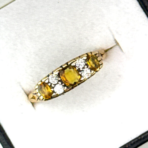18ct-Gold-Diamond-and-Light-Brown-Corundum-Ring-1 18ct Gold Diamond and Light Brown Corundum Ring