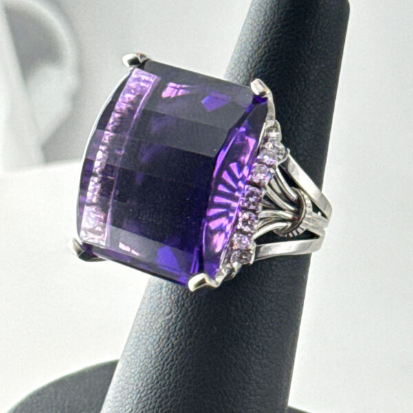 18ct-Platinum-Art-Nouveau-Amethyst-And-Diamond-Cocktail-Ring-2 18ct Platinum Art Nouveau Amethyst And Diamond Cocktail Ring