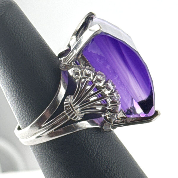 18ct-Platinum-Art-Nouveau-Amethyst-And-Diamond-Cocktail-Ring-4 18ct Platinum Art Nouveau Amethyst And Diamond Cocktail Ring