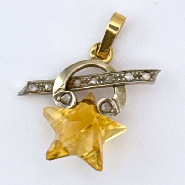 9ct Gold Star Cut and Diamond Pendant