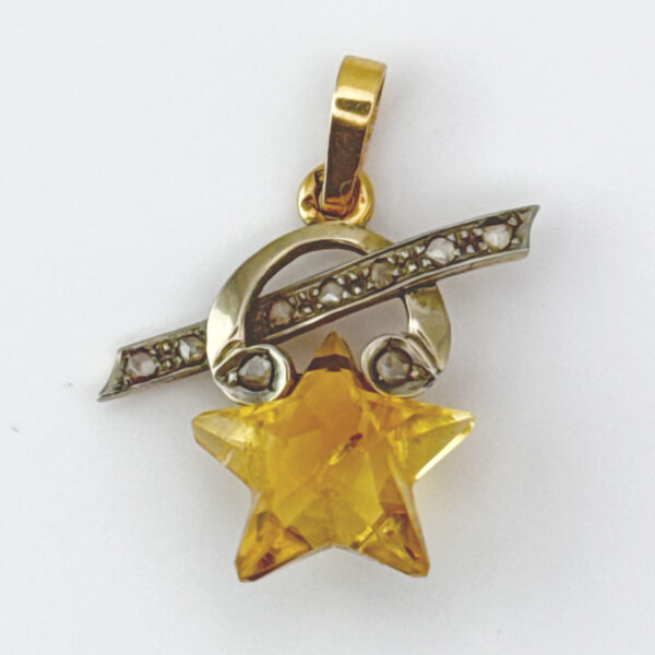 9ct Gold Star Cut and Diamond Pendant