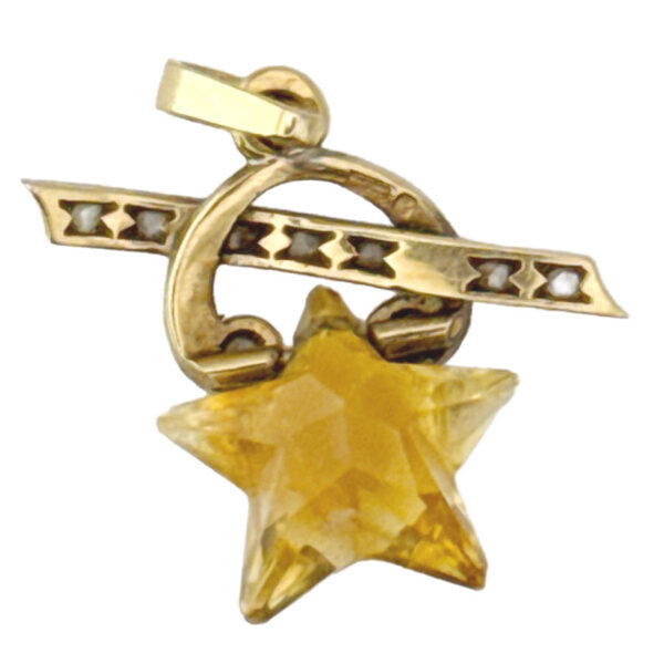 9ct Gold Star Cut and Diamond Pendant