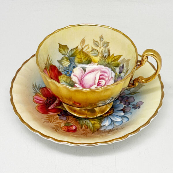 Aynsley-Cabbage-Rose-J-A-Bailey-Cabinet-Tea-Duo-1 Aynsley Cabbage Rose J A Bailey Cabinet Tea Duo