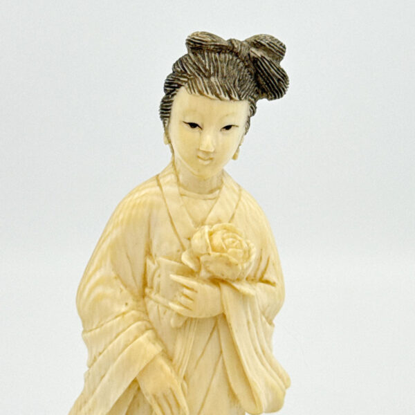 Chinese Ivory Geisha With Lotus Blooms 20th