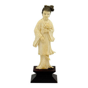 Chinese Ivory Geisha With Lotus Blooms 20th