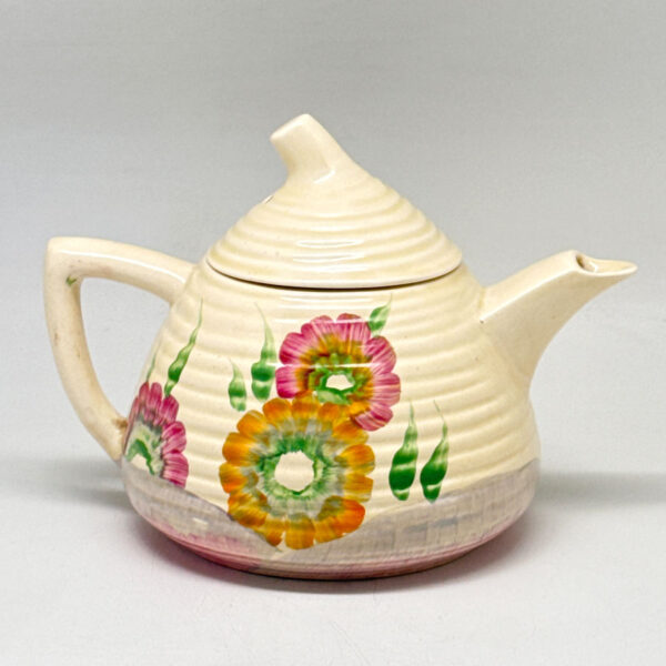 Clarice Cliff Newport Pottery Pink Pearls Lynton Ribbed Tea Pot