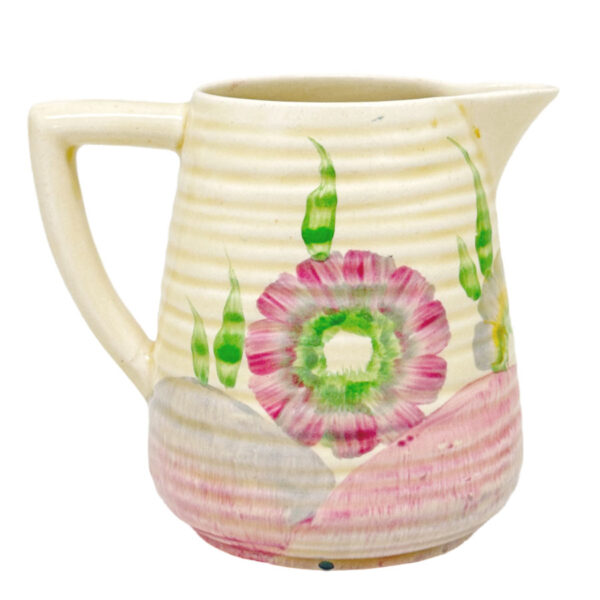 Clarice Cliff Newport Pottery Pink Pearls  Ribbed Tea Milk Jug