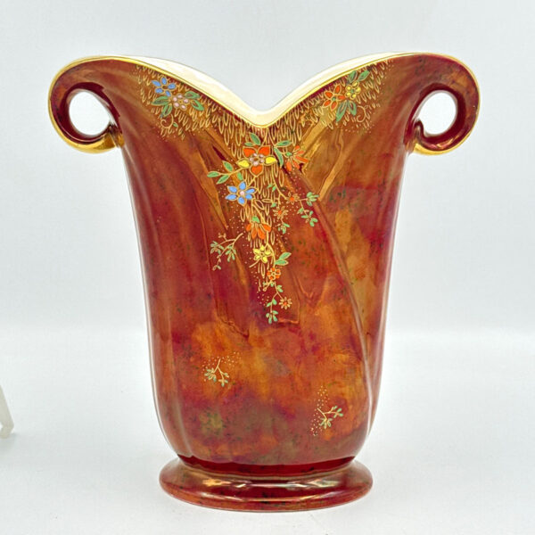 Crown Devon Lustreware Vase Floral Enamel Decoration