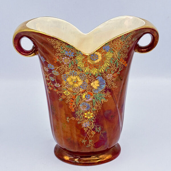 Crown Devon Lustreware Vase Floral Enamel Decoration