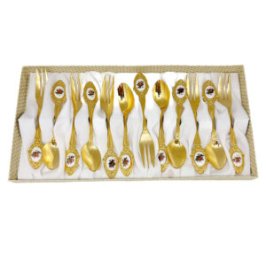 Eetrite 24ct Gold Plated Royal Albert Dark Rose Tea and Cake Fork Set