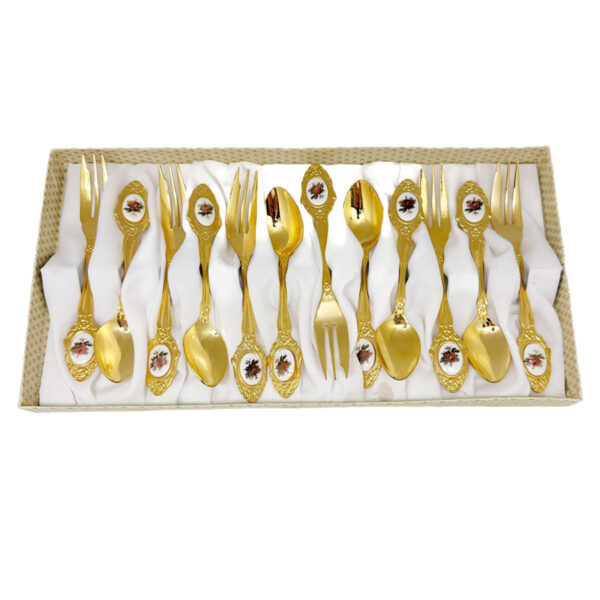 Eetrite-24ct-Gold-Plated-Royal-Albert-Dark-Rose-Tea-and-Cake-Fork-Set Eetrite 24ct Gold Plated Royal Albert Dark Rose Tea and Cake Fork Set