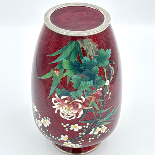 Japanese-Ginbari-Cloisonné-Floral-Vase-20th-3 Japanese Ginbari Cloisonné Floral Vase 20th