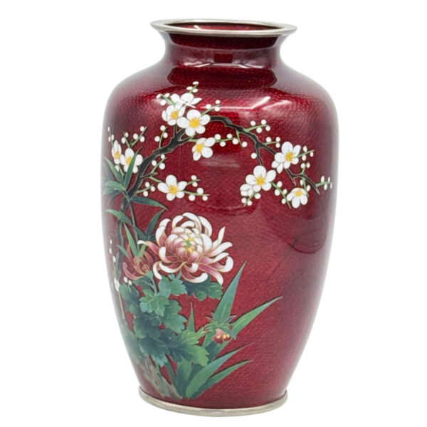 Japanese-Ginbari-Cloisonné-Floral-Vase-20th Japanese Ginbari Cloisonné Floral Vase 20th