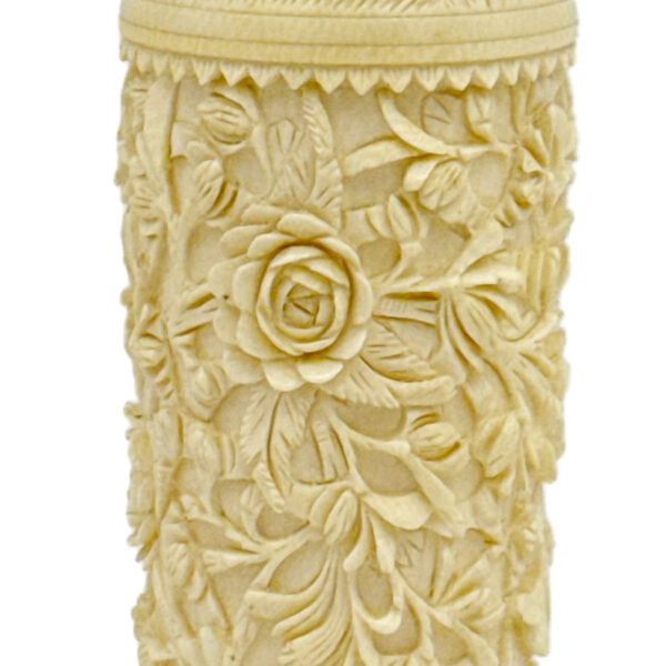 Japanese Ivorine Floral Carved Spill Vase 20th