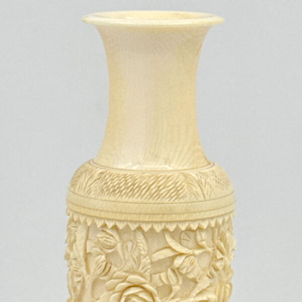Japanese Ivorine Floral Carved Spill Vase 20th