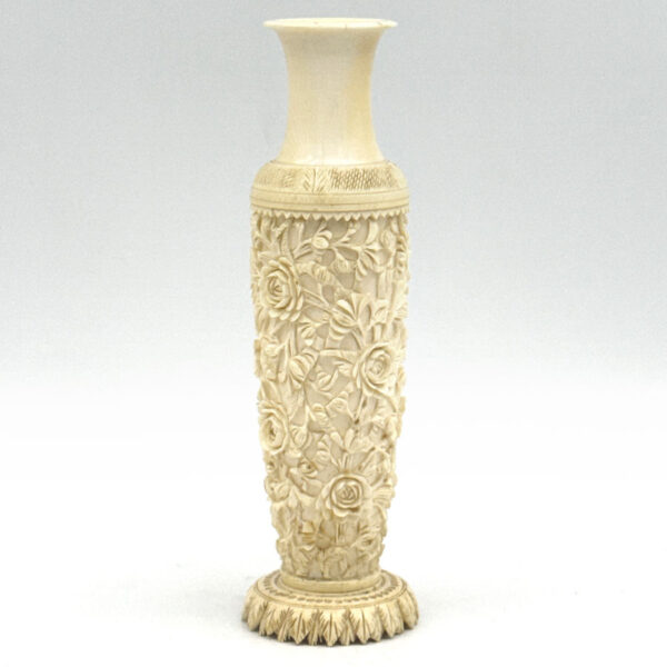 Japanese Ivorine Floral Carved Spill Vase 20th