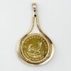 9ct Gold Framed 22ct Kruger Quarter Pond 1980 Pendant