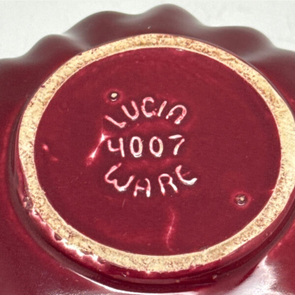 Lucia-ribbon-base-3 Lucia Ware Burgundy Ribbon Vase By Boksburg East Pottery C1970