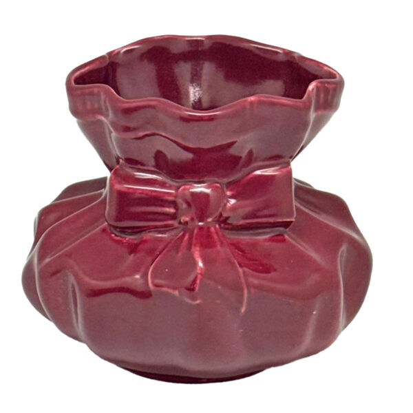 Lucia-ribbon-base Lucia Ware Burgundy Ribbon Vase By Boksburg East Pottery C1970