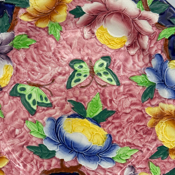 Maling Floral Butterfly and Flower Rack Plate