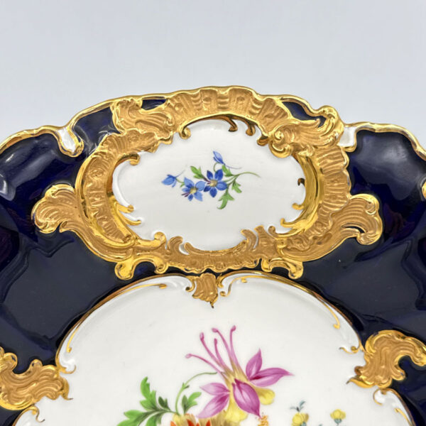 Meissen Hand Painted Spring Floral Bouquet Gilded Bowl 20th