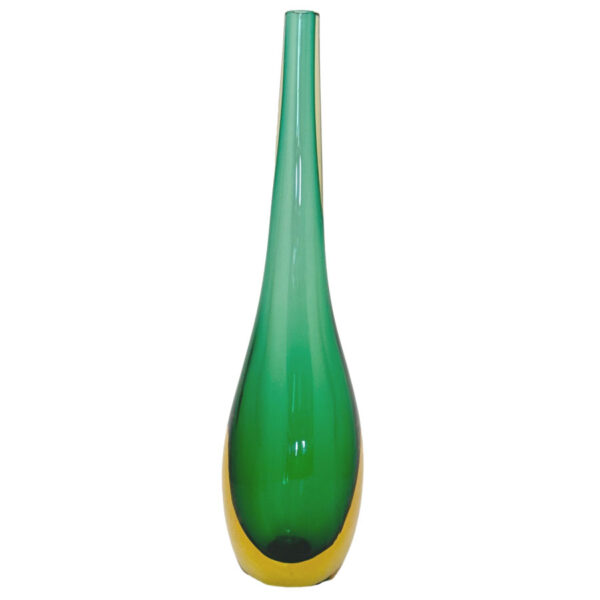 Murano Somerso Green To Amber Bud Vase C1970
