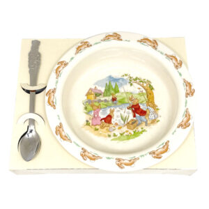 Royal Doulton Bunnykins Fishing Christening Cereal Bowl and Spoon