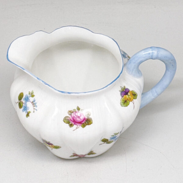 Shelley Rosebud Dainty Shape Tea Milk Jug Blue Trim