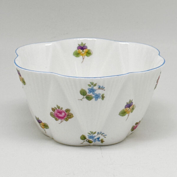 Shelley Rosebud Dainty Shape Tea Sugar Bowl Blue Trim