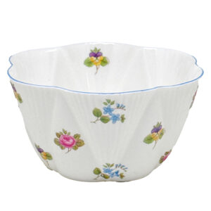Shelley Rosebud Dainty Shape Tea Sugar Bowl Blue Trim