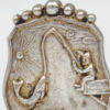 Silver Wax Seal With Man On Pier Fishing 20th