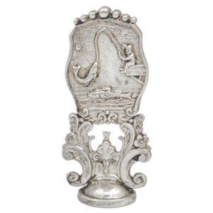 Silver Wax Seal With Man On Pier Fishing 20th