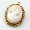 Victorian 10ct Gold Mounted Seed Pearl and Conch Shell Cameo Brooch