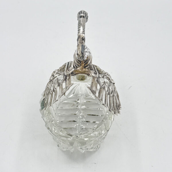 Antique 835 Silver And Cut Glass Medium Salt Swan