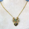 Edwardian 9ct Gold Turquoise & Seed Pearl Heart and Bow Pendant On Chain