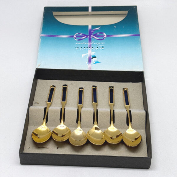 Eetrite 24ct Gold Plated Royal Albert Blue Heirloom Tea Spoons