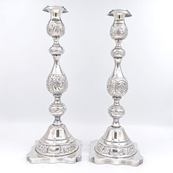 Hallmarked Silver Edward VII Pair Shabbat Candlesticks London 1922