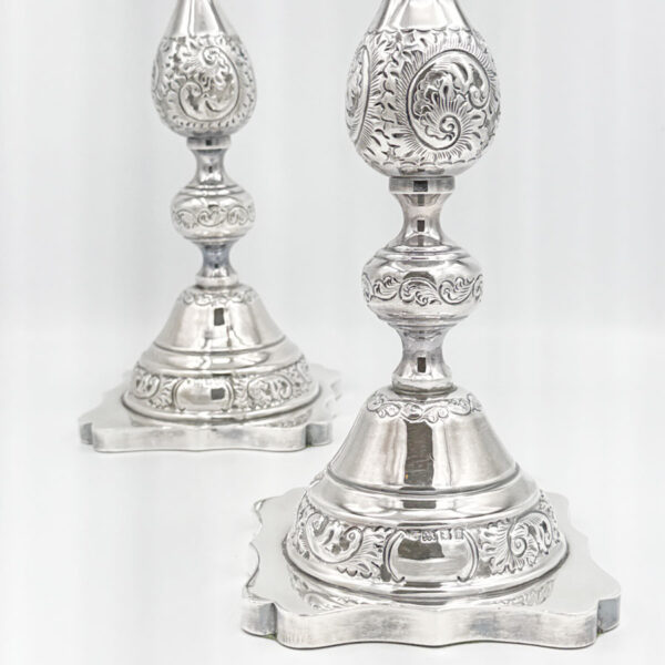 Hallmarked Silver Edward VII Pair Shabbat Candlesticks London 1922