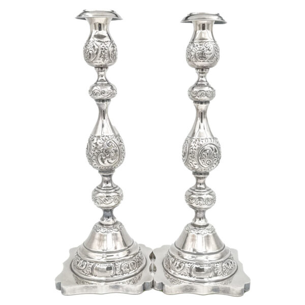 Hallmarked Silver Edward VII Pair Shabbat Candlesticks London 1922